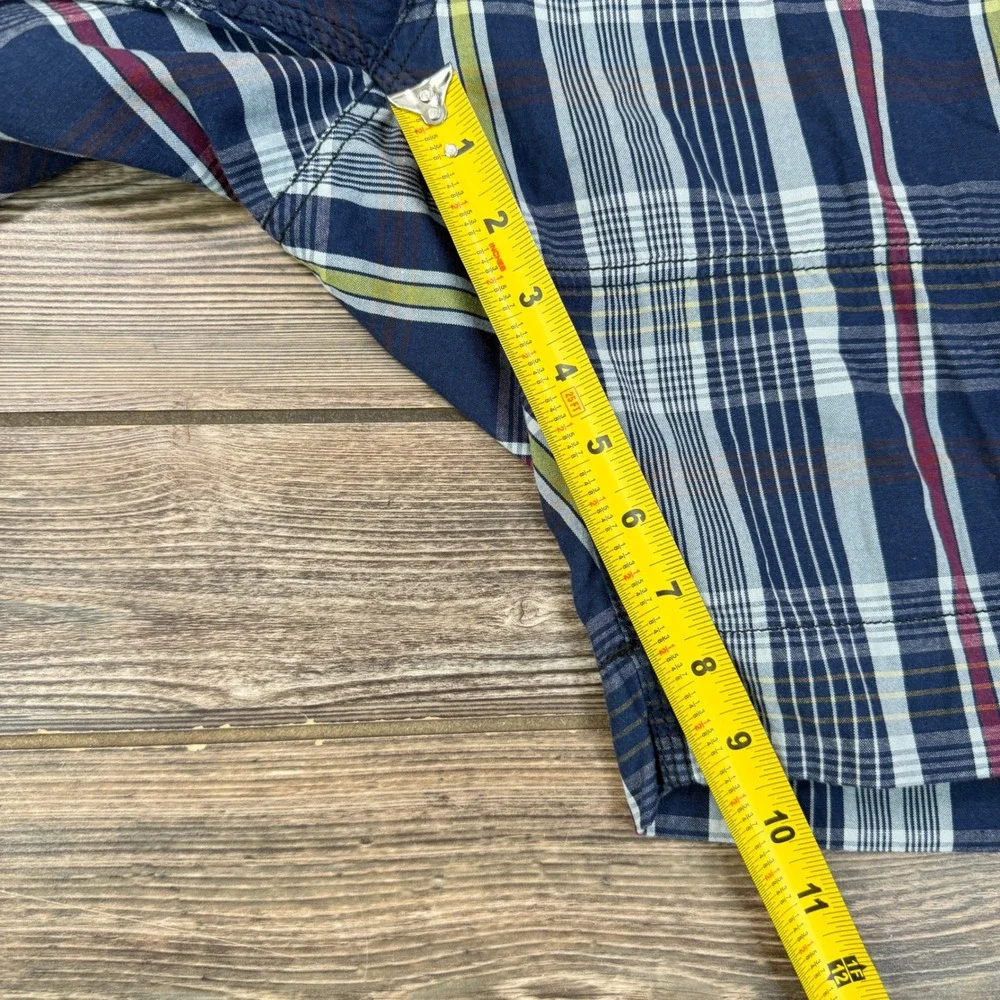 Polo Ralph Lauren Mens Size 42 Cargo Shorts Navy Blue Plaid Cotton Utility